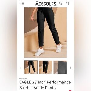 ACESGolf EAGLE 28 Inch Performance Stretch Ankle Pants- in BLACK - large